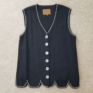 Double D Ranch Black Concho Button Studded Vest Small